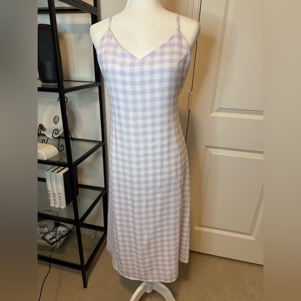 NWT Charlie Holiday Check Print Midi Slip Dress Lilac Size 8 - Picture 3 of 7